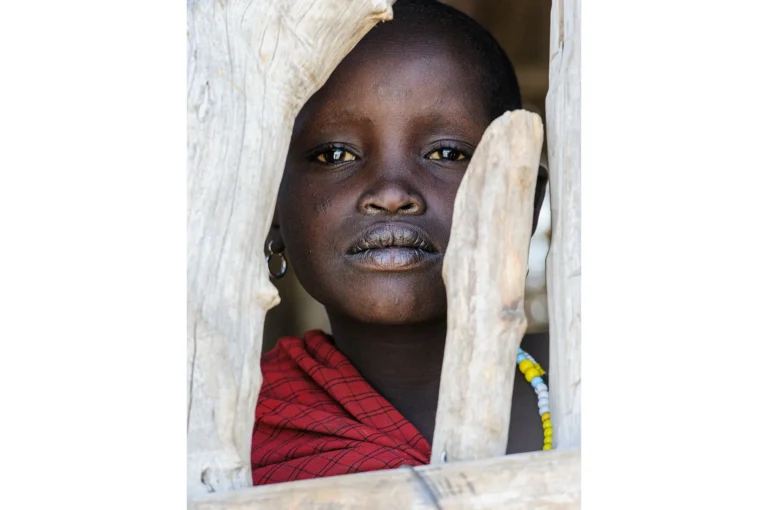 Portrait of a young Masai girl.